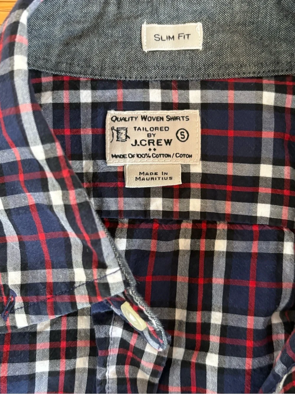 J Crew Men's Blue & Red Plaid Button-Down Shirt size S